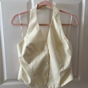 Butter Yellow Button-Up Halter Vest